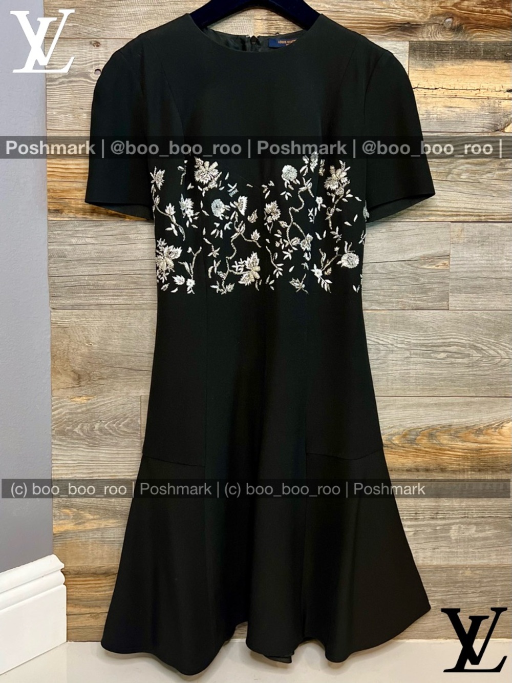 Louis Vuitton Little Black Exquisitely Embroidered Fit & Flare Skater Dress✨